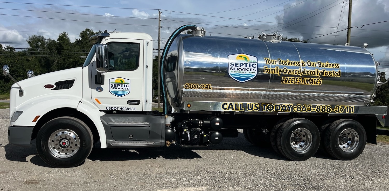 Septic services in lakeland fl Septic Services of Central Florida vacuum truck parked for a service call